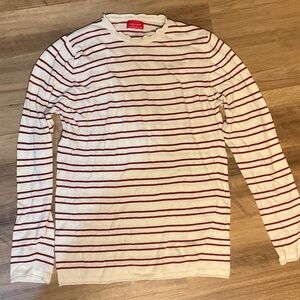 Zara Cream and Red Striped Top